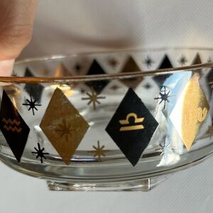Anchor Hocking Zodiac Astrological Glass Bowl 60’s Vintage MCM